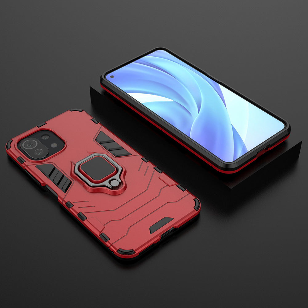 2-in-1 PC TPU Cool Guard Hybrid Cover Well-Protected Case with Ring Holder Kickstand for Xiaomi Mi 11 Lite 4G / 5G / 11 Lite 5G NE