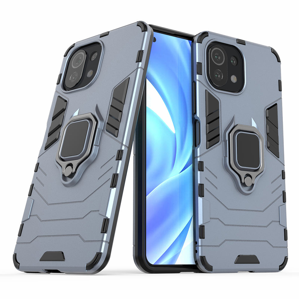 2-in-1 PC TPU Cool Guard Hybrid Cover Well-Protected Case with Ring Holder Kickstand for Xiaomi Mi 11 Lite 4G / 5G / 11 Lite 5G NE
