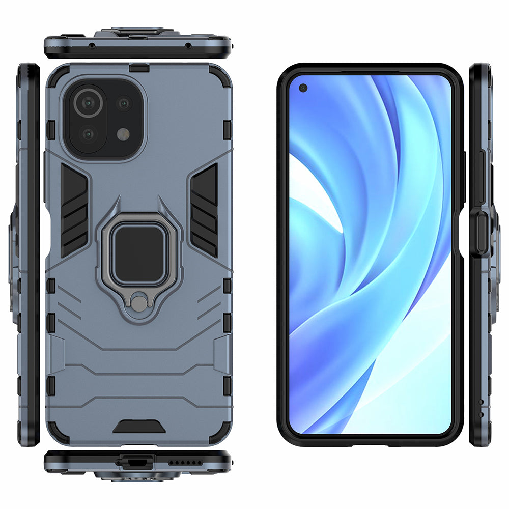 2-in-1 PC TPU Cool Guard Hybrid Cover Well-Protected Case with Ring Holder Kickstand for Xiaomi Mi 11 Lite 4G / 5G / 11 Lite 5G NE