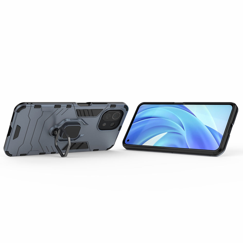 2-in-1 PC TPU Cool Guard Hybrid Cover Well-Protected Case with Ring Holder Kickstand for Xiaomi Mi 11 Lite 4G / 5G / 11 Lite 5G NE