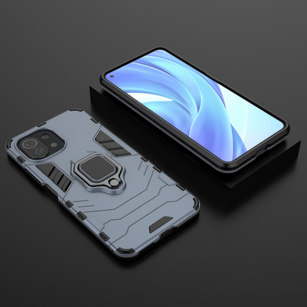 2-in-1 PC TPU Cool Guard Hybrid Cover Well-Protected Case with Ring Holder Kickstand for Xiaomi Mi 11 Lite 4G / 5G / 11 Lite 5G NE