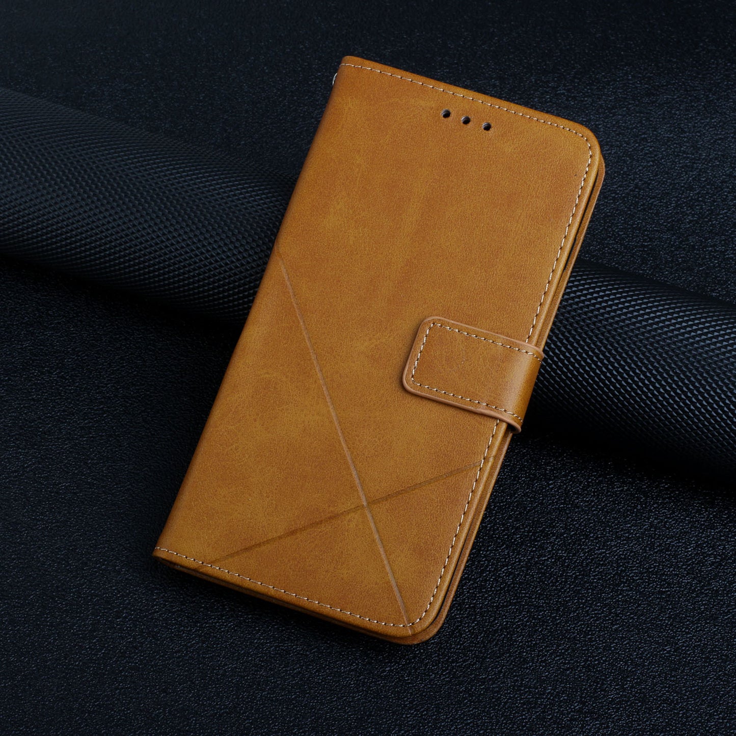 Stripe Leather Phone Case Solid Color Magnetic Clasp Shockproof Wallet Phone Shell for Xiaomi Redmi Note 10 Pro 5G (China)/Poco X3 GT 5G