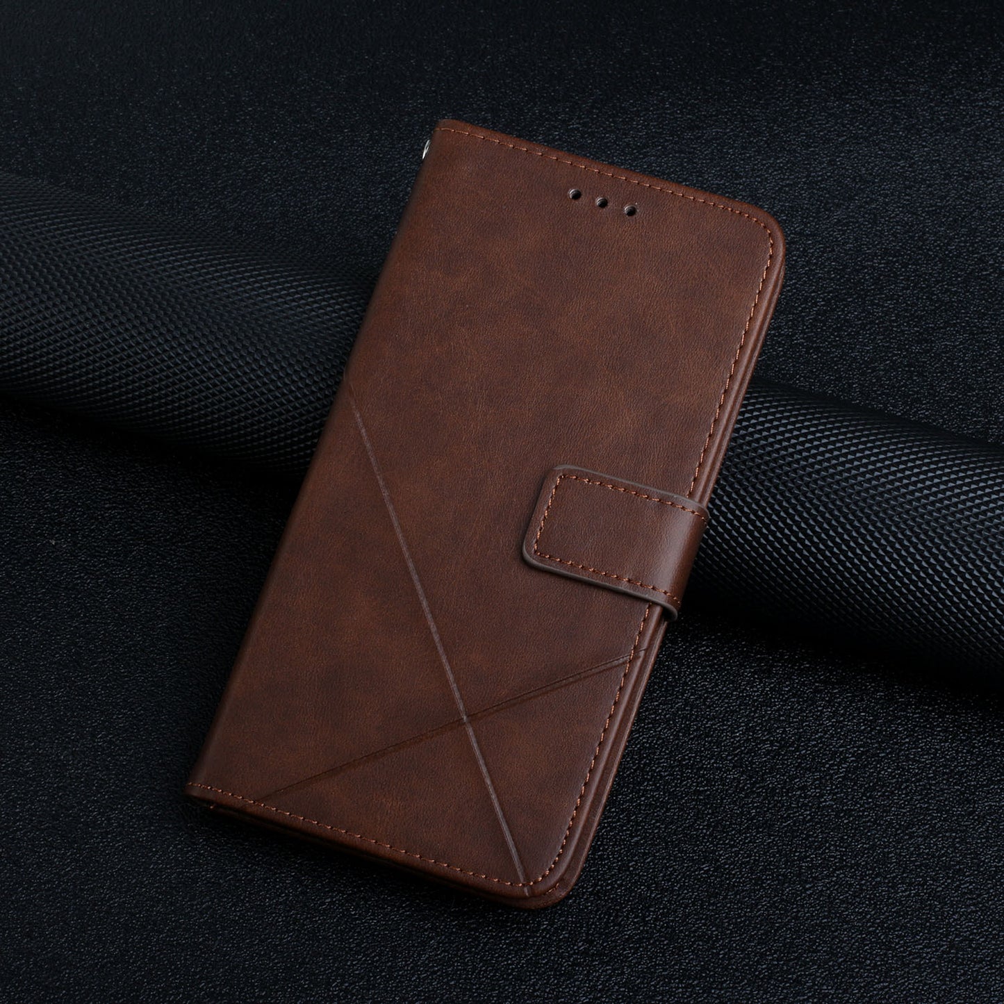 Stripe Leather Phone Case Solid Color Magnetic Clasp Shockproof Wallet Phone Shell for Xiaomi Redmi Note 10 Pro 5G (China)/Poco X3 GT 5G