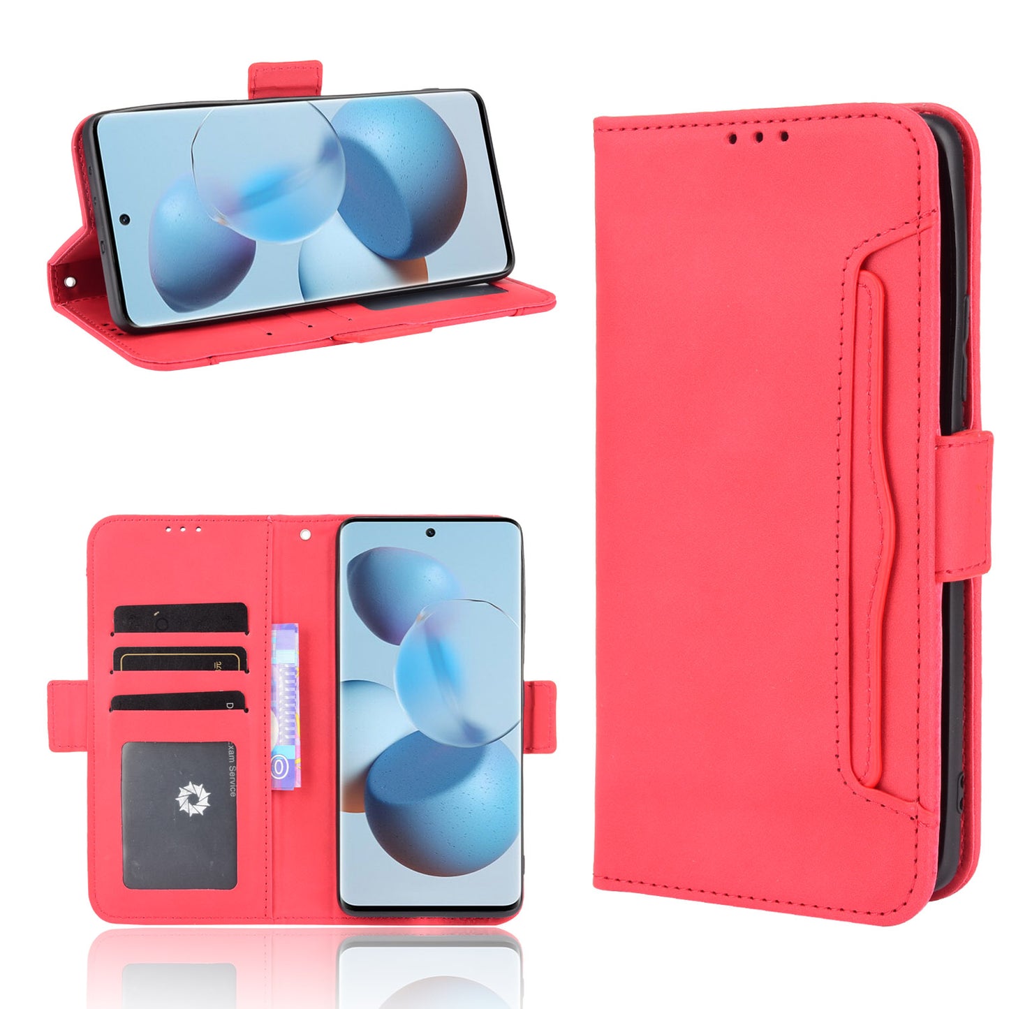 Flip Phone Case PU Leather Cover Multiple Card Slot Practical Wallet Stand Cellphone Protector for Xiaomi Civi