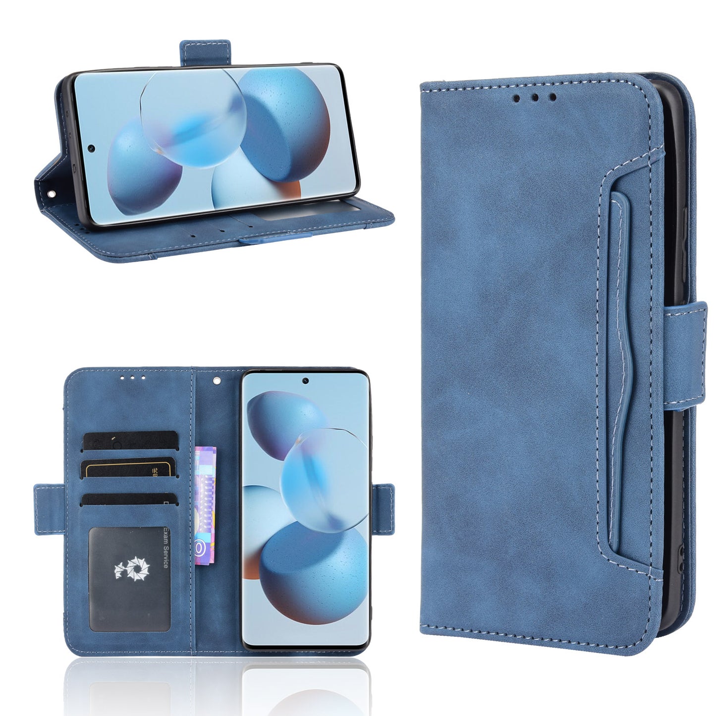 Flip Phone Case PU Leather Cover Multiple Card Slot Practical Wallet Stand Cellphone Protector for Xiaomi Civi