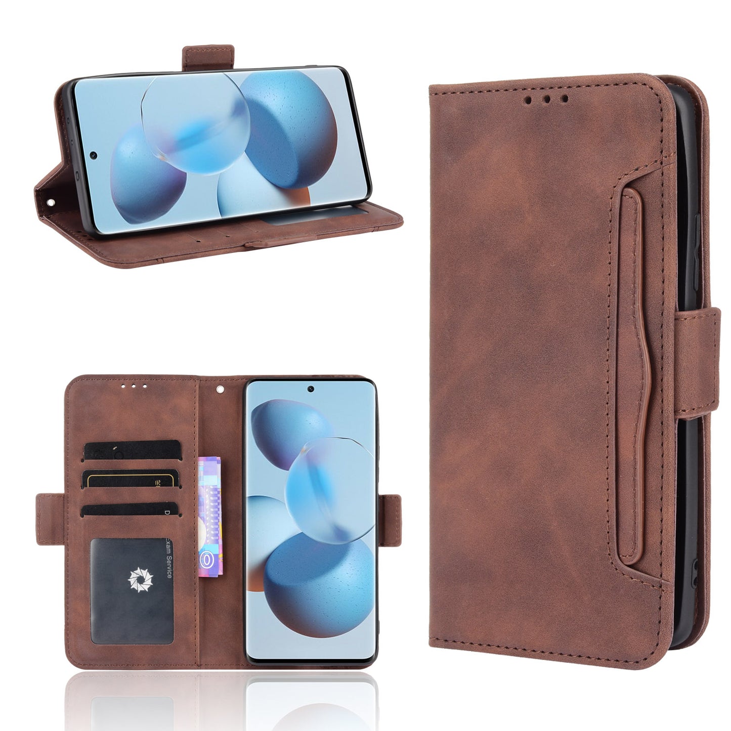 Flip Phone Case PU Leather Cover Multiple Card Slot Practical Wallet Stand Cellphone Protector for Xiaomi Civi