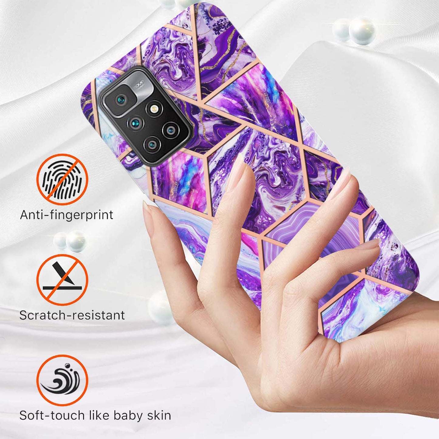 2.0mm Ultra-thin Marble Pattern Printing IMD Electroplating Flexible TPU Phone Case Cover for Xiaomi Redmi Note 11 4G (MediaTek)/10 4G (2021)/10 2022 4G/10 Prime