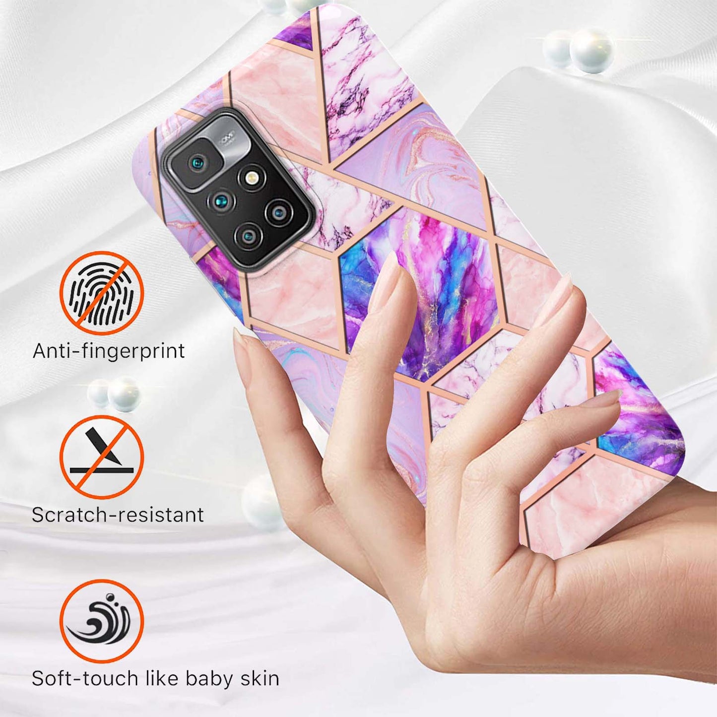 2.0mm Ultra-thin Marble Pattern Printing IMD Electroplating Flexible TPU Phone Case Cover for Xiaomi Redmi Note 11 4G (MediaTek)/10 4G (2021)/10 2022 4G/10 Prime