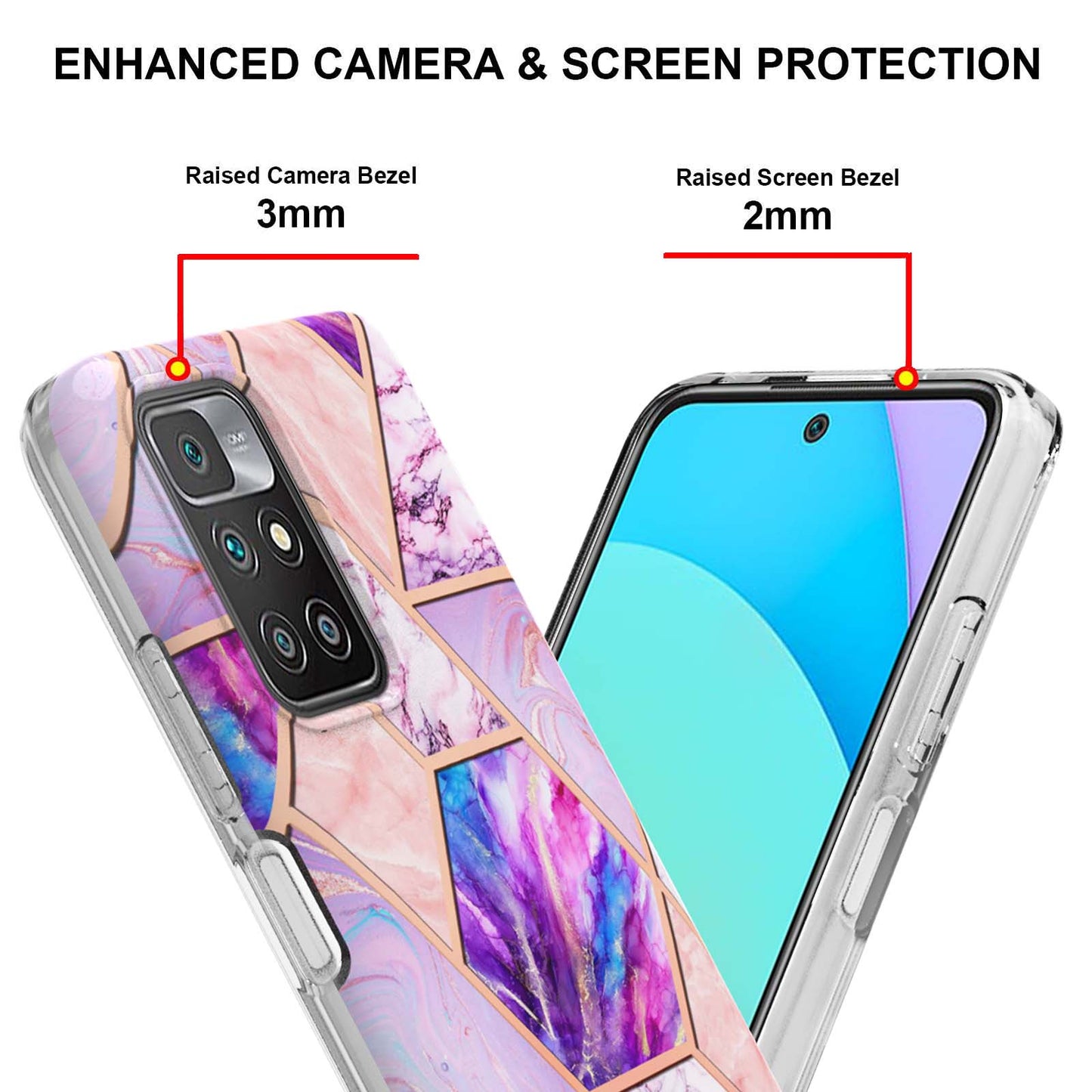 2.0mm Ultra-thin Marble Pattern Printing IMD Electroplating Flexible TPU Phone Case Cover for Xiaomi Redmi Note 11 4G (MediaTek)/10 4G (2021)/10 2022 4G/10 Prime