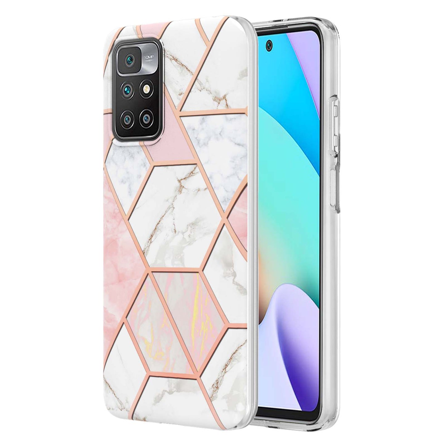 2.0mm Ultra-thin Marble Pattern Printing IMD Electroplating Flexible TPU Phone Case Cover for Xiaomi Redmi Note 11 4G (MediaTek)/10 4G (2021)/10 2022 4G/10 Prime