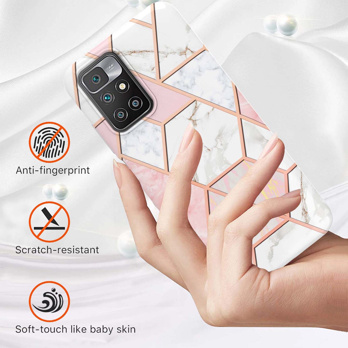 2.0mm Ultra-thin Marble Pattern Printing IMD Electroplating Flexible TPU Phone Case Cover for Xiaomi Redmi Note 11 4G (MediaTek)/10 4G (2021)/10 2022 4G/10 Prime