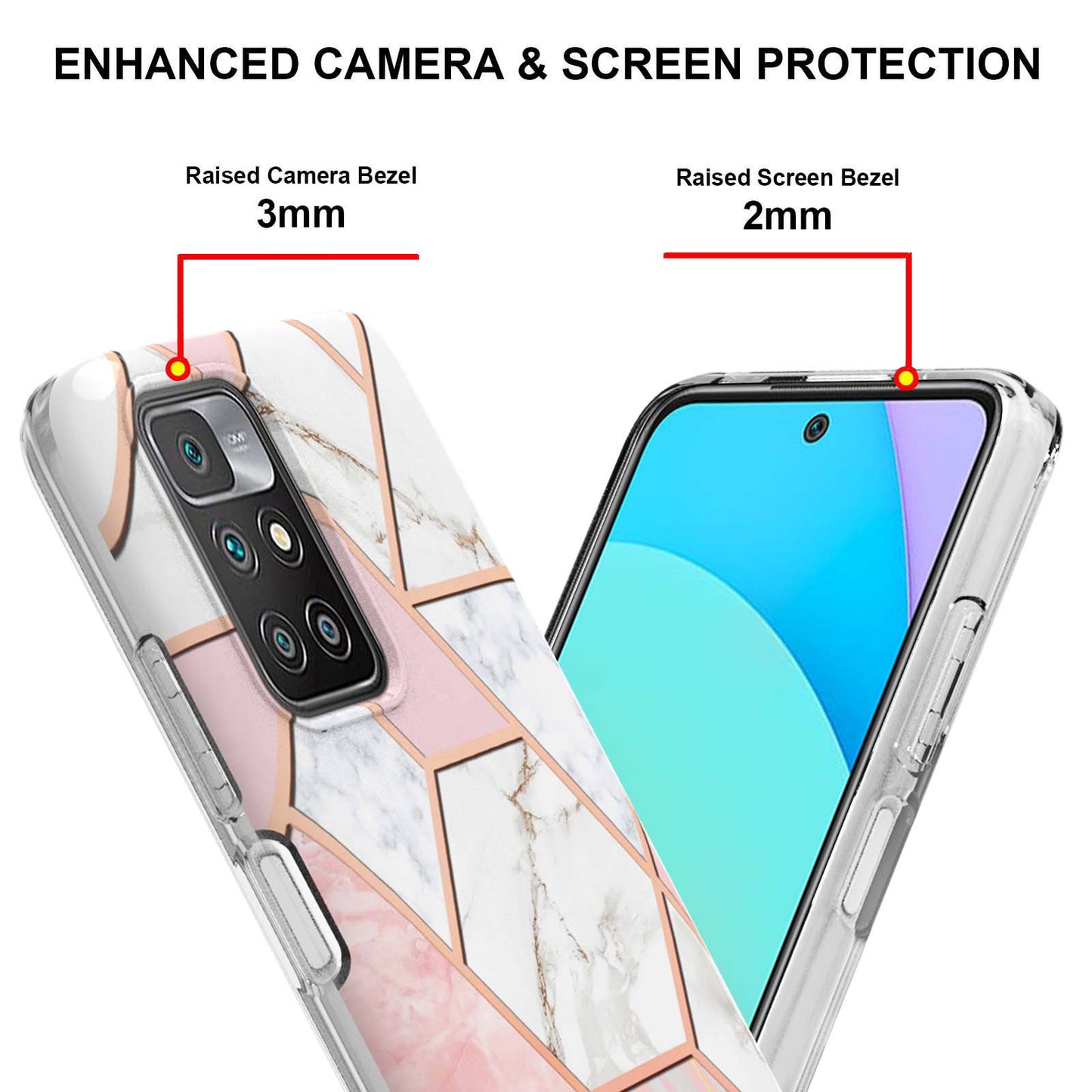 2.0mm Ultra-thin Marble Pattern Printing IMD Electroplating Flexible TPU Phone Case Cover for Xiaomi Redmi Note 11 4G (MediaTek)/10 4G (2021)/10 2022 4G/10 Prime