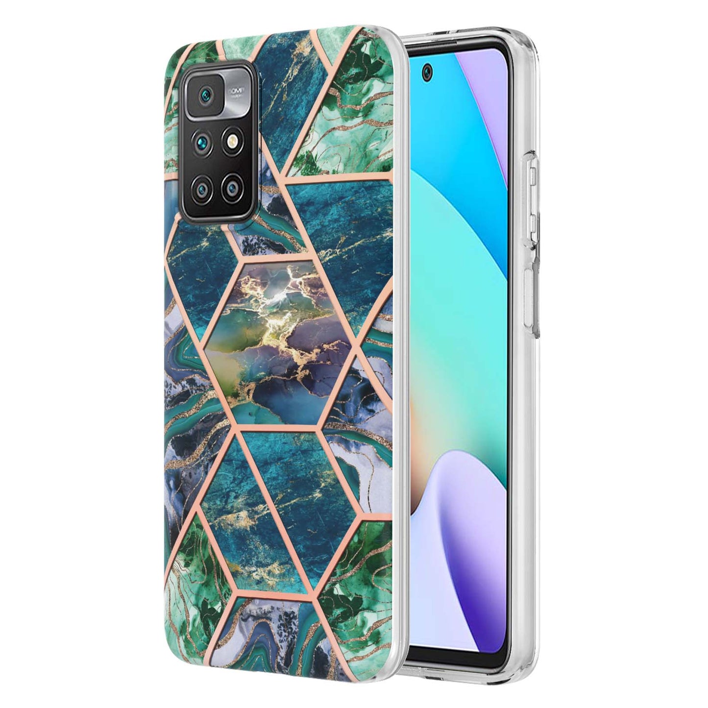 2.0mm Ultra-thin Marble Pattern Printing IMD Electroplating Flexible TPU Phone Case Cover for Xiaomi Redmi Note 11 4G (MediaTek)/10 4G (2021)/10 2022 4G/10 Prime