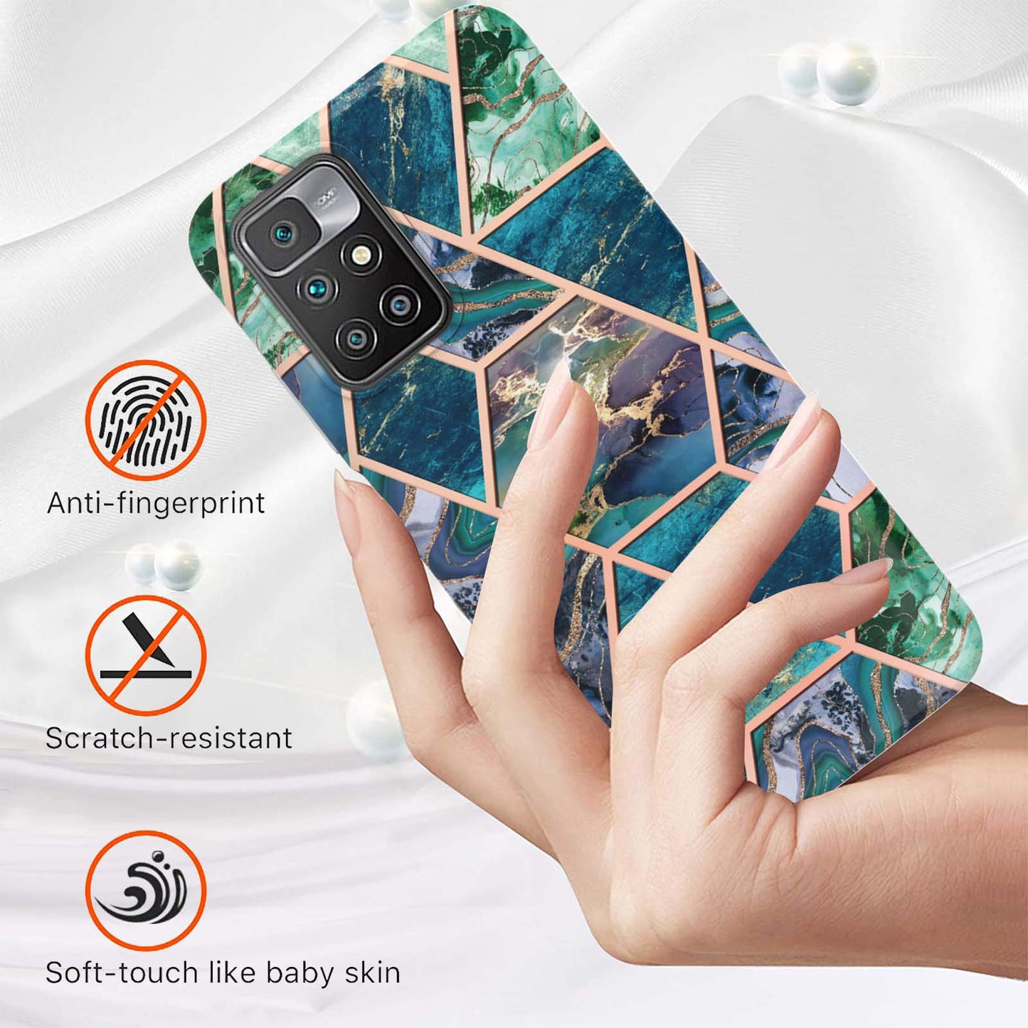 2.0mm Ultra-thin Marble Pattern Printing IMD Electroplating Flexible TPU Phone Case Cover for Xiaomi Redmi Note 11 4G (MediaTek)/10 4G (2021)/10 2022 4G/10 Prime