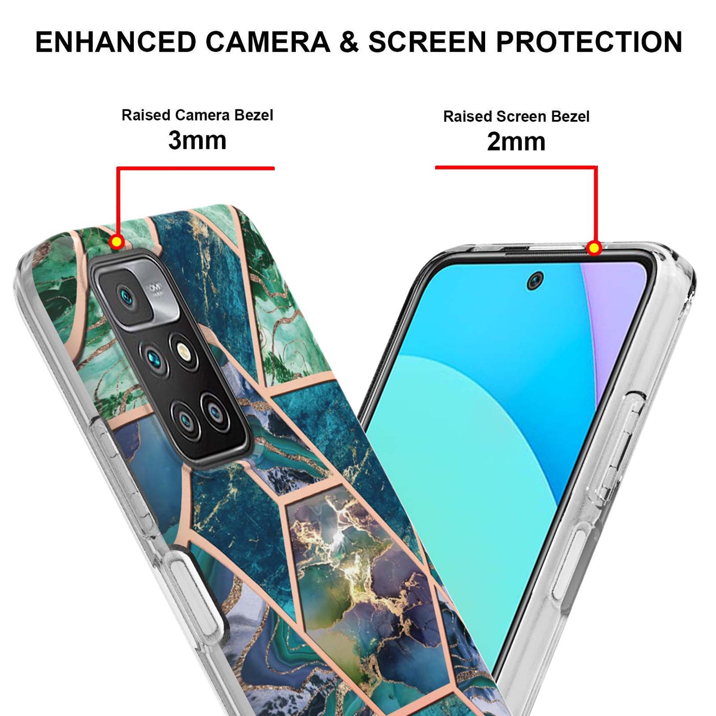 2.0mm Ultra-thin Marble Pattern Printing IMD Electroplating Flexible TPU Phone Case Cover for Xiaomi Redmi Note 11 4G (MediaTek)/10 4G (2021)/10 2022 4G/10 Prime