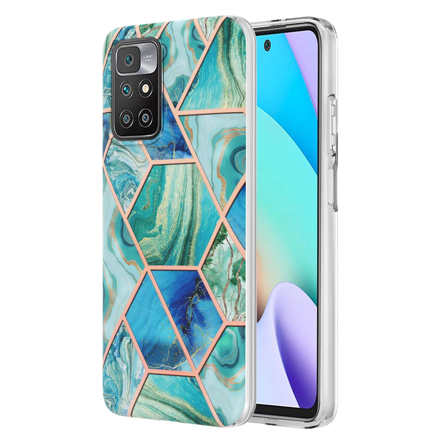 2.0mm Ultra-thin Marble Pattern Printing IMD Electroplating Flexible TPU Phone Case Cover for Xiaomi Redmi Note 11 4G (MediaTek)/10 4G (2021)/10 2022 4G/10 Prime