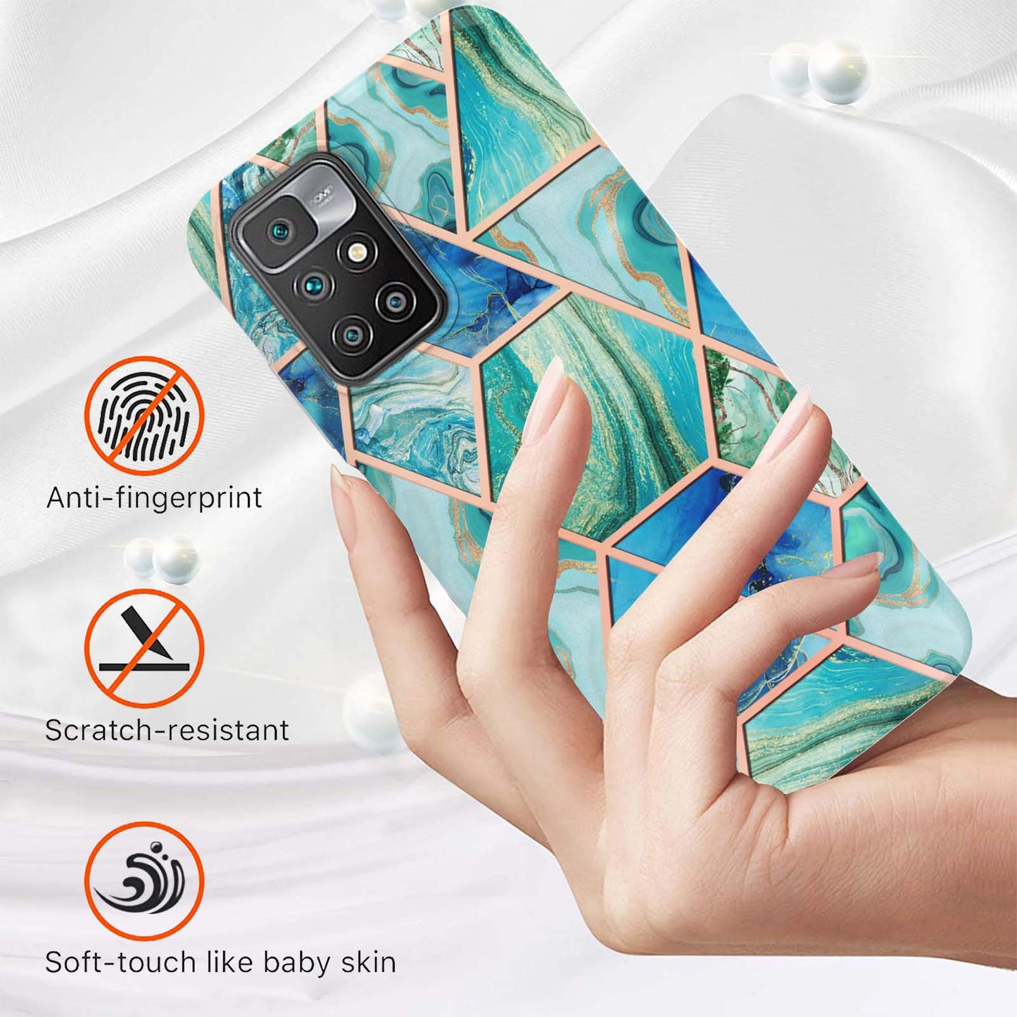 2.0mm Ultra-thin Marble Pattern Printing IMD Electroplating Flexible TPU Phone Case Cover for Xiaomi Redmi Note 11 4G (MediaTek)/10 4G (2021)/10 2022 4G/10 Prime