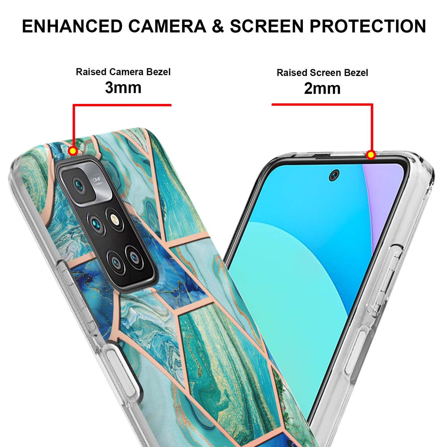 2.0mm Ultra-thin Marble Pattern Printing IMD Electroplating Flexible TPU Phone Case Cover for Xiaomi Redmi Note 11 4G (MediaTek)/10 4G (2021)/10 2022 4G/10 Prime