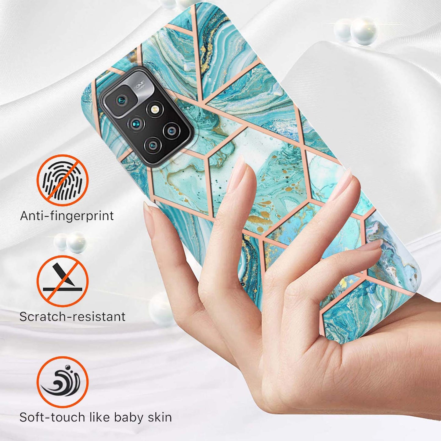 2.0mm Ultra-thin Marble Pattern Printing IMD Electroplating Flexible TPU Phone Case Cover for Xiaomi Redmi Note 11 4G (MediaTek)/10 4G (2021)/10 2022 4G/10 Prime