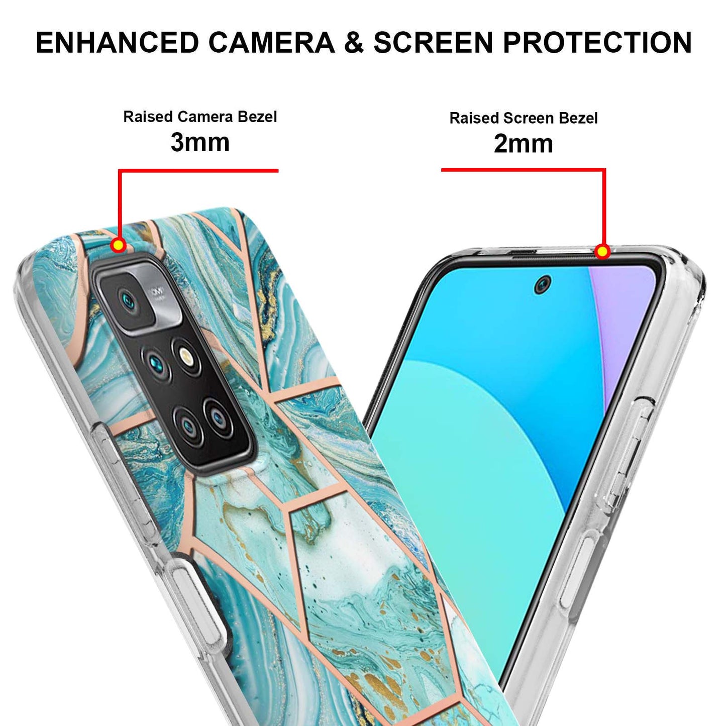 2.0mm Ultra-thin Marble Pattern Printing IMD Electroplating Flexible TPU Phone Case Cover for Xiaomi Redmi Note 11 4G (MediaTek)/10 4G (2021)/10 2022 4G/10 Prime