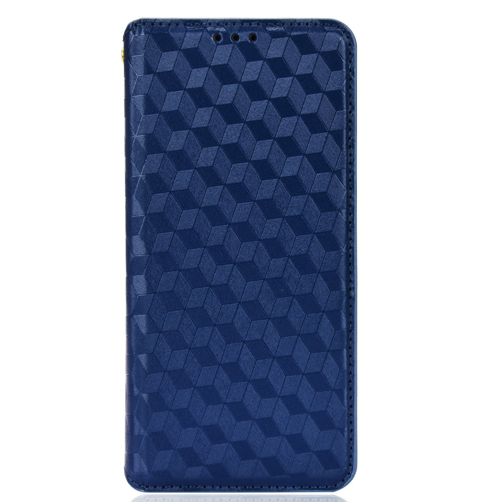 Foldable Stand 3D Rhombus Pattern Auto Closure Magnetic Leather Case Wallet Phone Cover for Xiaomi Redmi 9A/Redmi 9AT/Redmi 9i