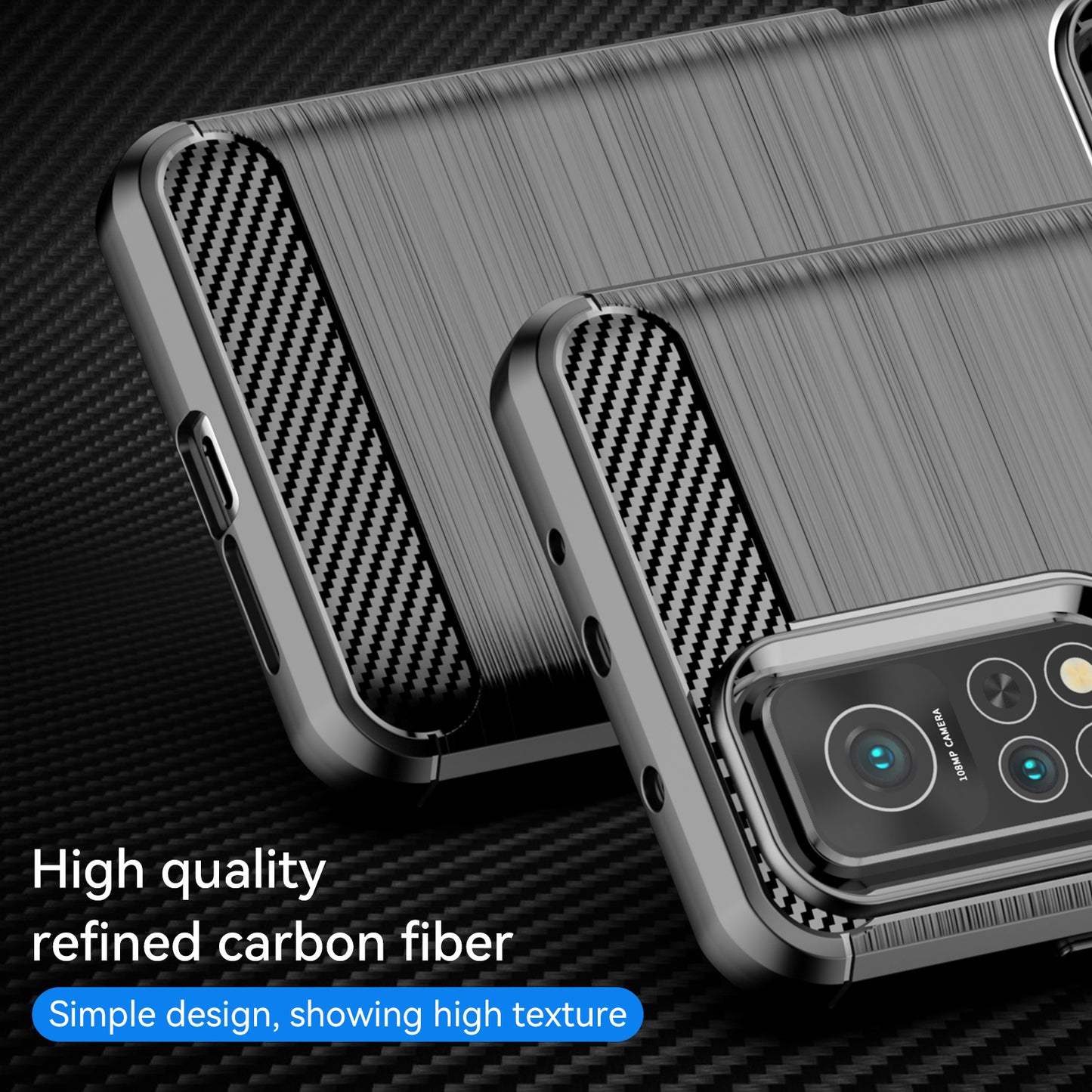 1.8mm Drop Resistant Carbon Fiber Brushed Texture TPU Back Case Mobile Phone Cover for Xiaomi Mi 10T 5G/10T Pro 5G/Redmi K30S