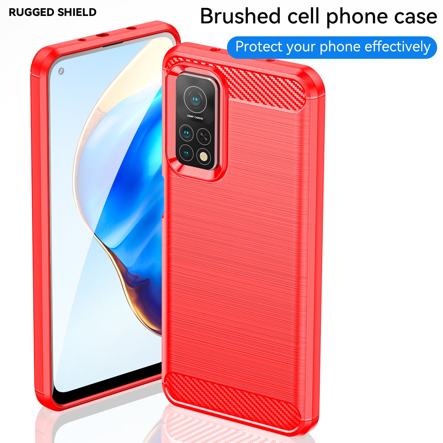 1.8mm Drop Resistant Carbon Fiber Brushed Texture TPU Back Case Mobile Phone Cover for Xiaomi Mi 10T 5G/10T Pro 5G/Redmi K30S