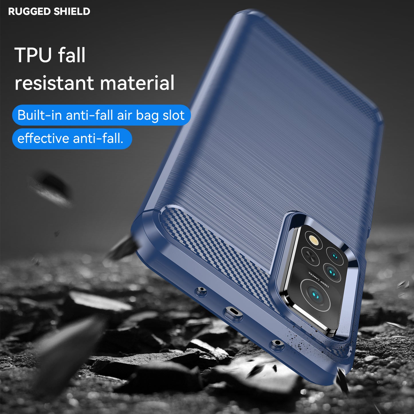 1.8mm Drop Resistant Carbon Fiber Brushed Texture TPU Back Case Mobile Phone Cover for Xiaomi Mi 10T 5G/10T Pro 5G/Redmi K30S