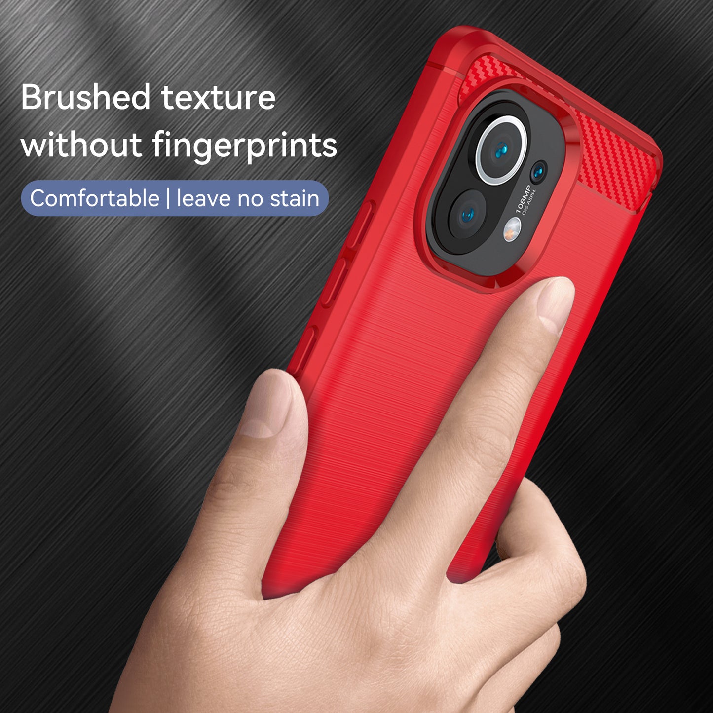 1.8mm For Xiaomi Mi 11 Carbon Fiber Brushed Texture Soft TPU Back Case Mobile Phone Cover