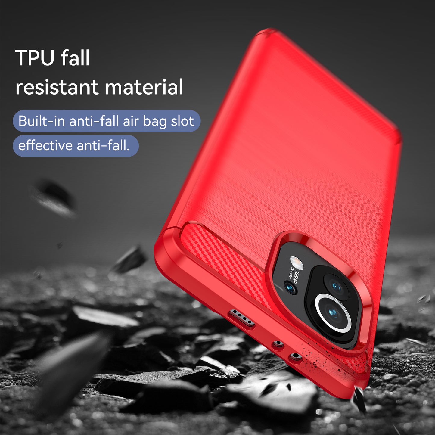 1.8mm For Xiaomi Mi 11 Carbon Fiber Brushed Texture Soft TPU Back Case Mobile Phone Cover