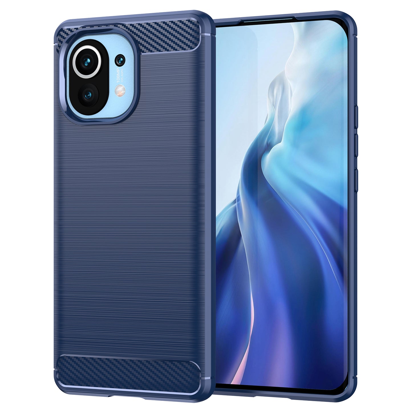 1.8mm For Xiaomi Mi 11 Carbon Fiber Brushed Texture Soft TPU Back Case Mobile Phone Cover