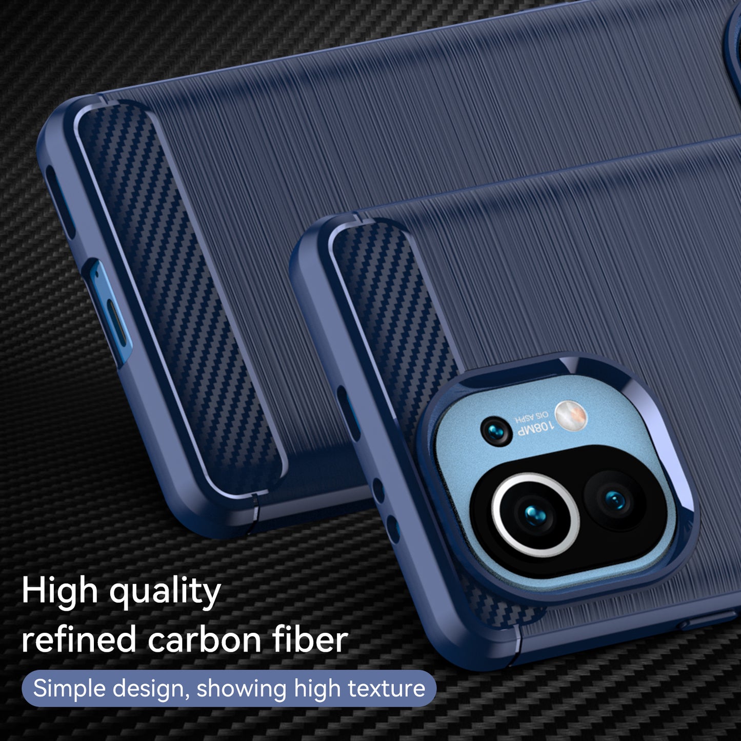 1.8mm For Xiaomi Mi 11 Carbon Fiber Brushed Texture Soft TPU Back Case Mobile Phone Cover