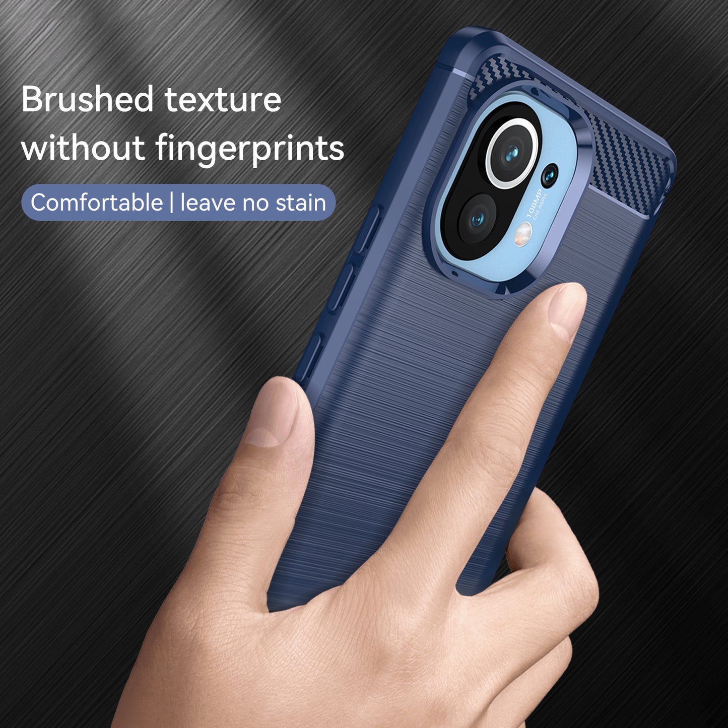 1.8mm For Xiaomi Mi 11 Carbon Fiber Brushed Texture Soft TPU Back Case Mobile Phone Cover