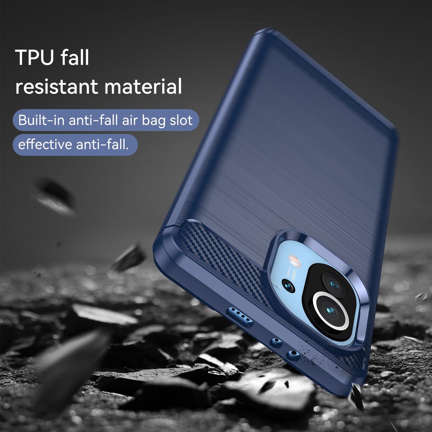 1.8mm For Xiaomi Mi 11 Carbon Fiber Brushed Texture Soft TPU Back Case Mobile Phone Cover