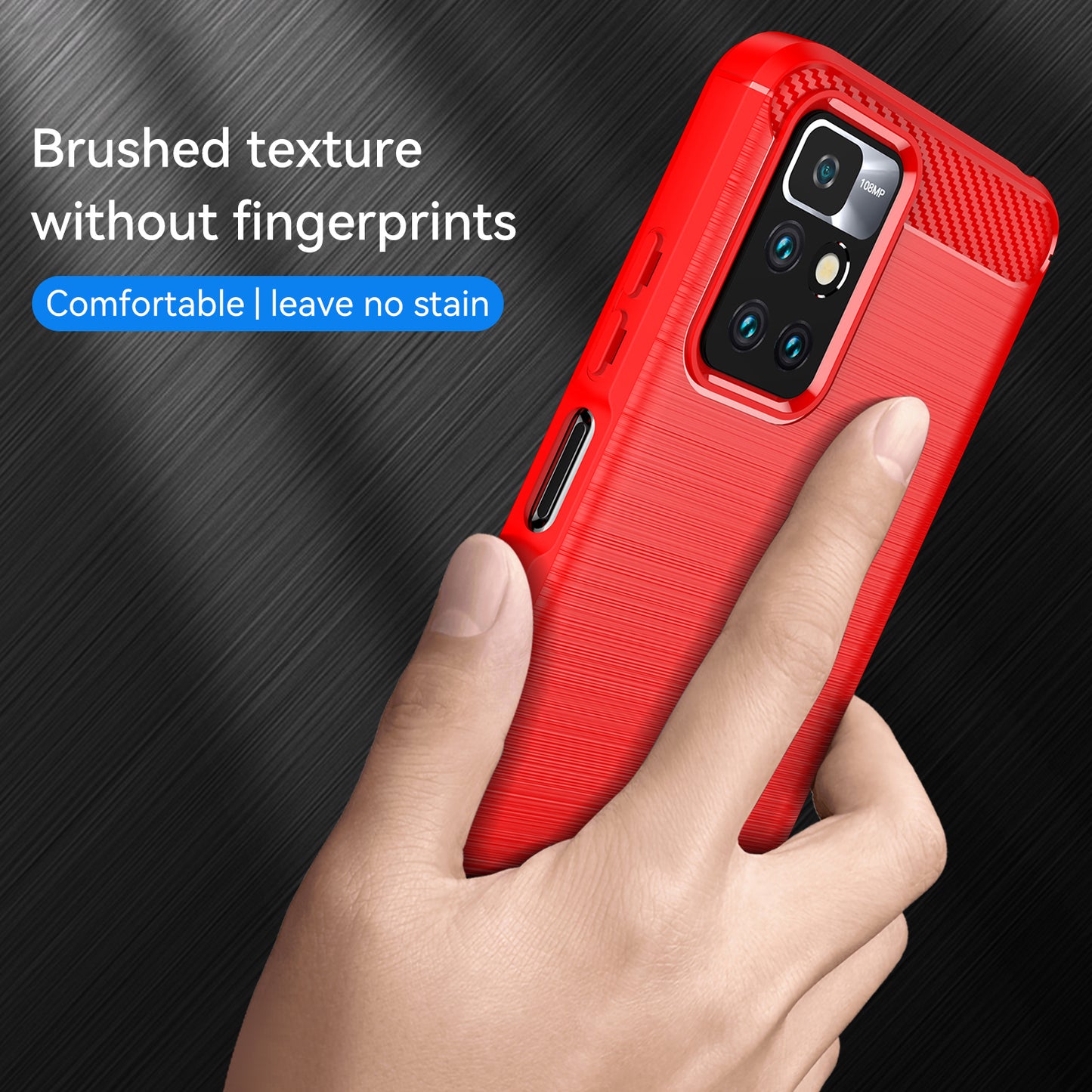 1.8mm Drop Protection Brushed Carbon Fiber Texture TPU Back Case Mobile Phone Cover for Xiaomi Redmi Note 11 4G (MediaTek)/Redmi 10 4G (2021)/Redmi 10 2022 4G/10 Prime