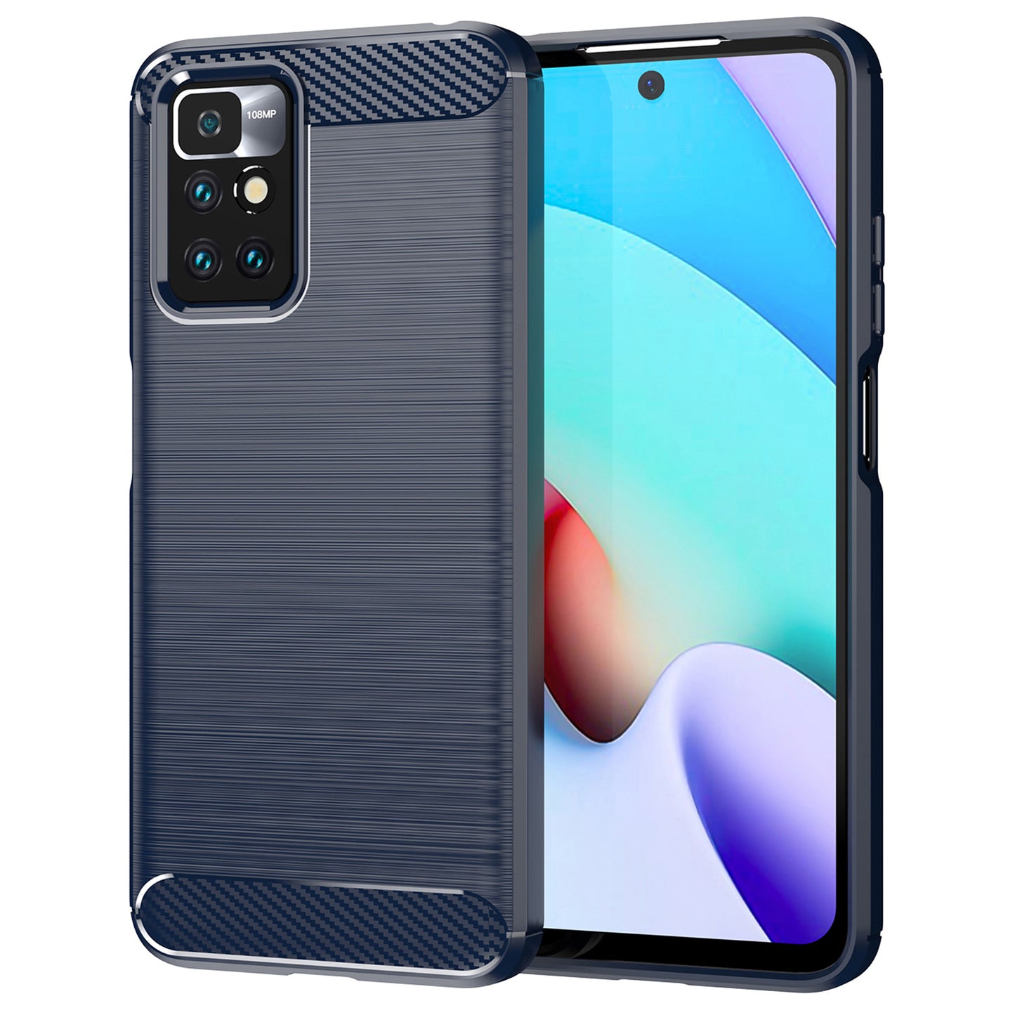 1.8mm Drop Protection Brushed Carbon Fiber Texture TPU Back Case Mobile Phone Cover for Xiaomi Redmi Note 11 4G (MediaTek)/Redmi 10 4G (2021)/Redmi 10 2022 4G/10 Prime