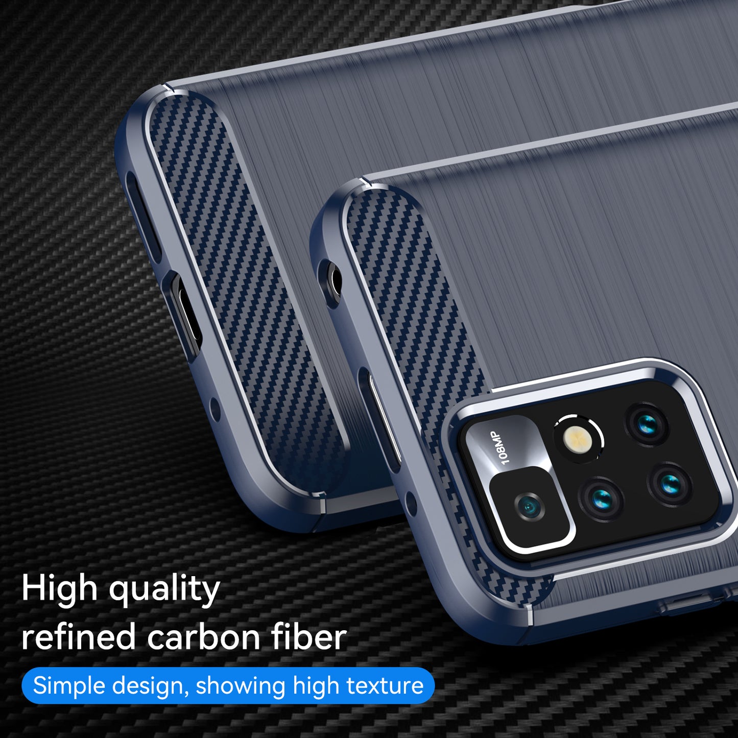 1.8mm Drop Protection Brushed Carbon Fiber Texture TPU Back Case Mobile Phone Cover for Xiaomi Redmi Note 11 4G (MediaTek)/Redmi 10 4G (2021)/Redmi 10 2022 4G/10 Prime