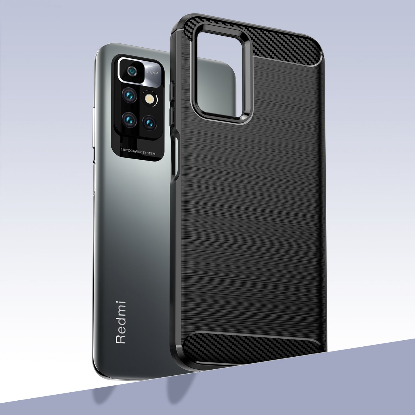 1.8mm Stain-resistant Brushed Carbon Fiber Texture TPU Back Case Mobile Phone Cover for Xiaomi Redmi Note 11 4G (MediaTek)/Redmi 10 4G (2021)/Redmi 10 2022 4G/10 Prime