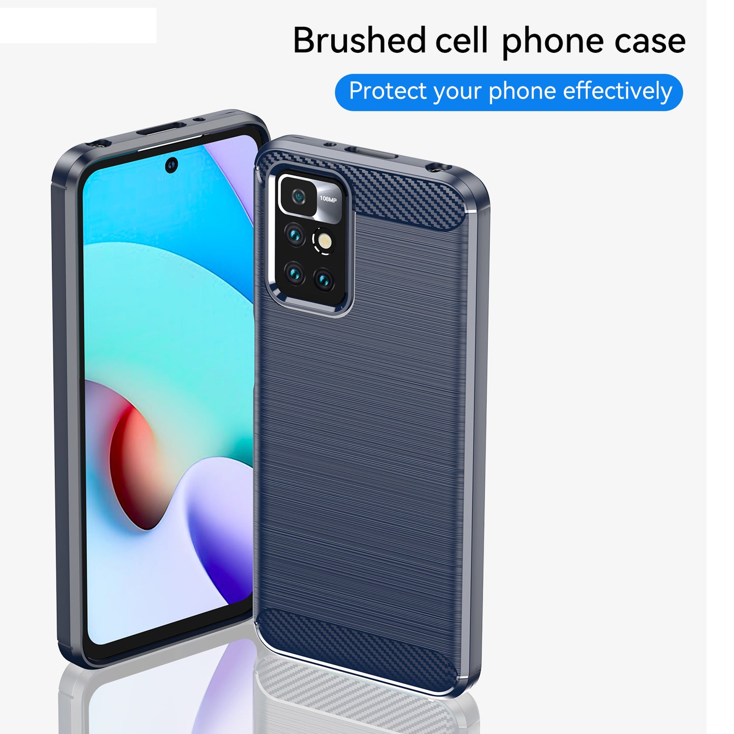 1.8mm Stain-resistant Brushed Carbon Fiber Texture TPU Back Case Mobile Phone Cover for Xiaomi Redmi Note 11 4G (MediaTek)/Redmi 10 4G (2021)/Redmi 10 2022 4G/10 Prime