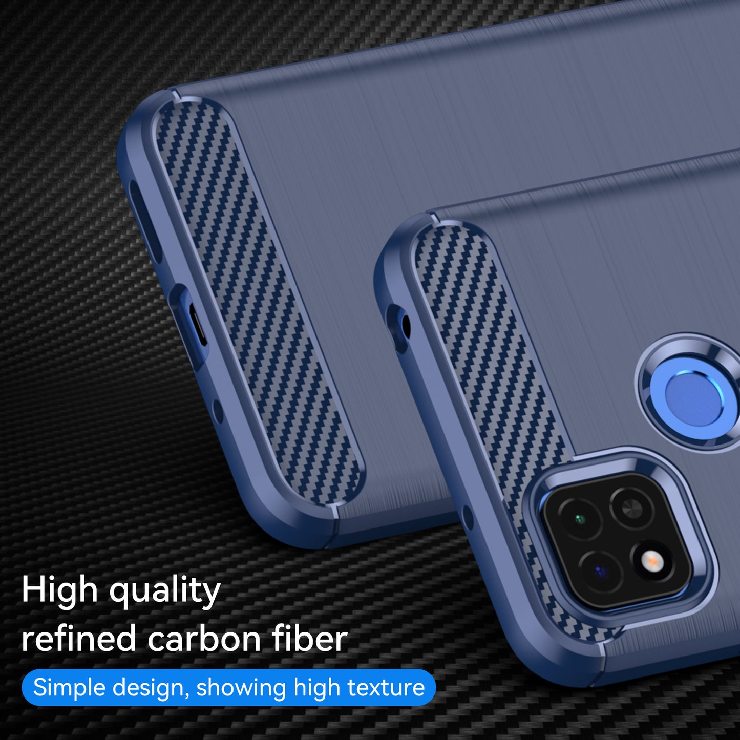 1.8mm Brushed Carbon Fiber Texture TPU Back Case Anti-fall Mobile Phone Cover for Xiaomi Poco C3/Poco C31/Redmi 9C/9C NFC/9 (India)/9 Activ