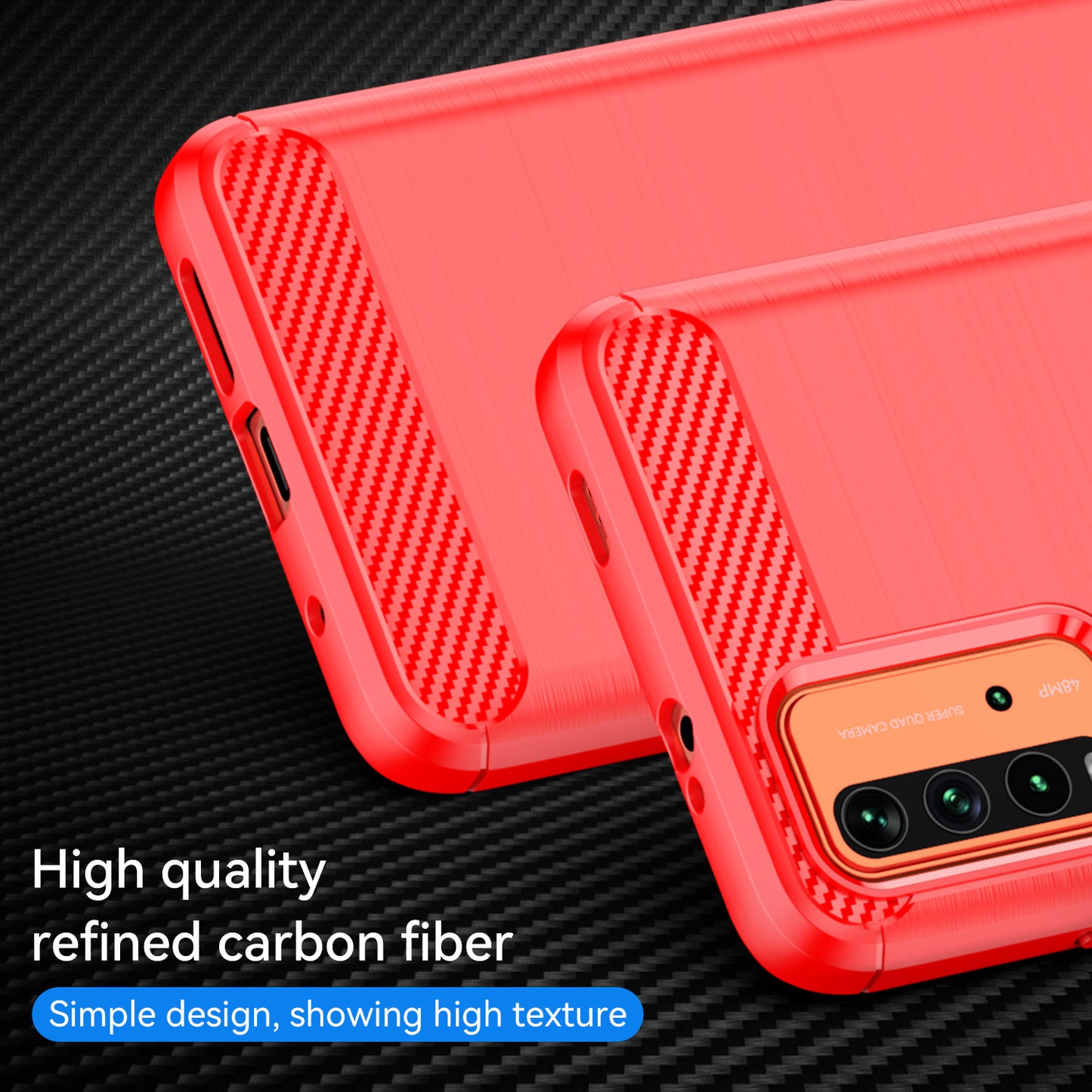 1.8mm Scratch-proof Brushed Carbon Fiber Texture TPU Back Case Mobile Phone Cover for Xiaomi Poco M3/Redmi 9 Power/Note 9 4G (Qualcomm Snapdragon 662)/Redmi 9T