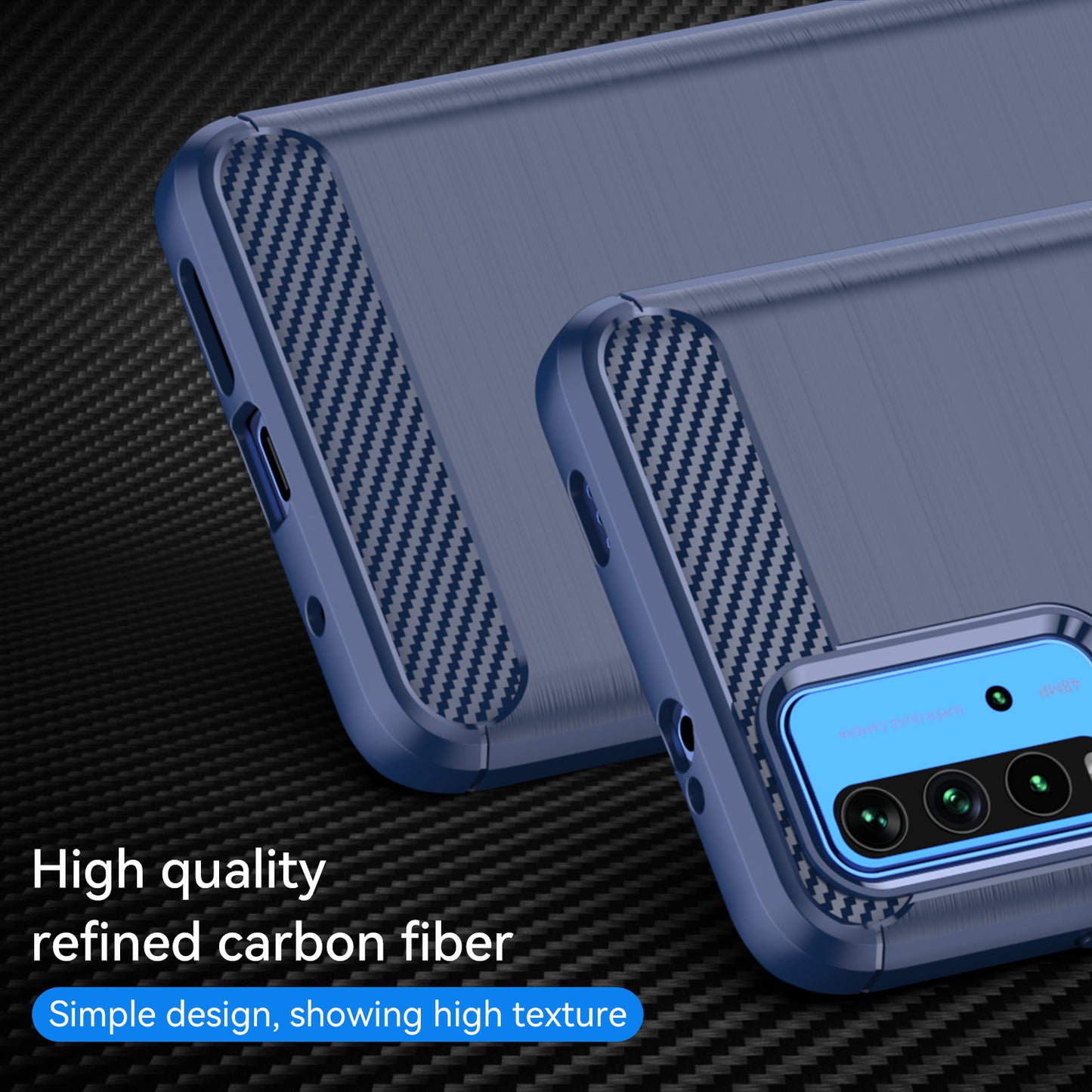 1.8mm Scratch-proof Brushed Carbon Fiber Texture TPU Back Case Mobile Phone Cover for Xiaomi Poco M3/Redmi 9 Power/Note 9 4G (Qualcomm Snapdragon 662)/Redmi 9T