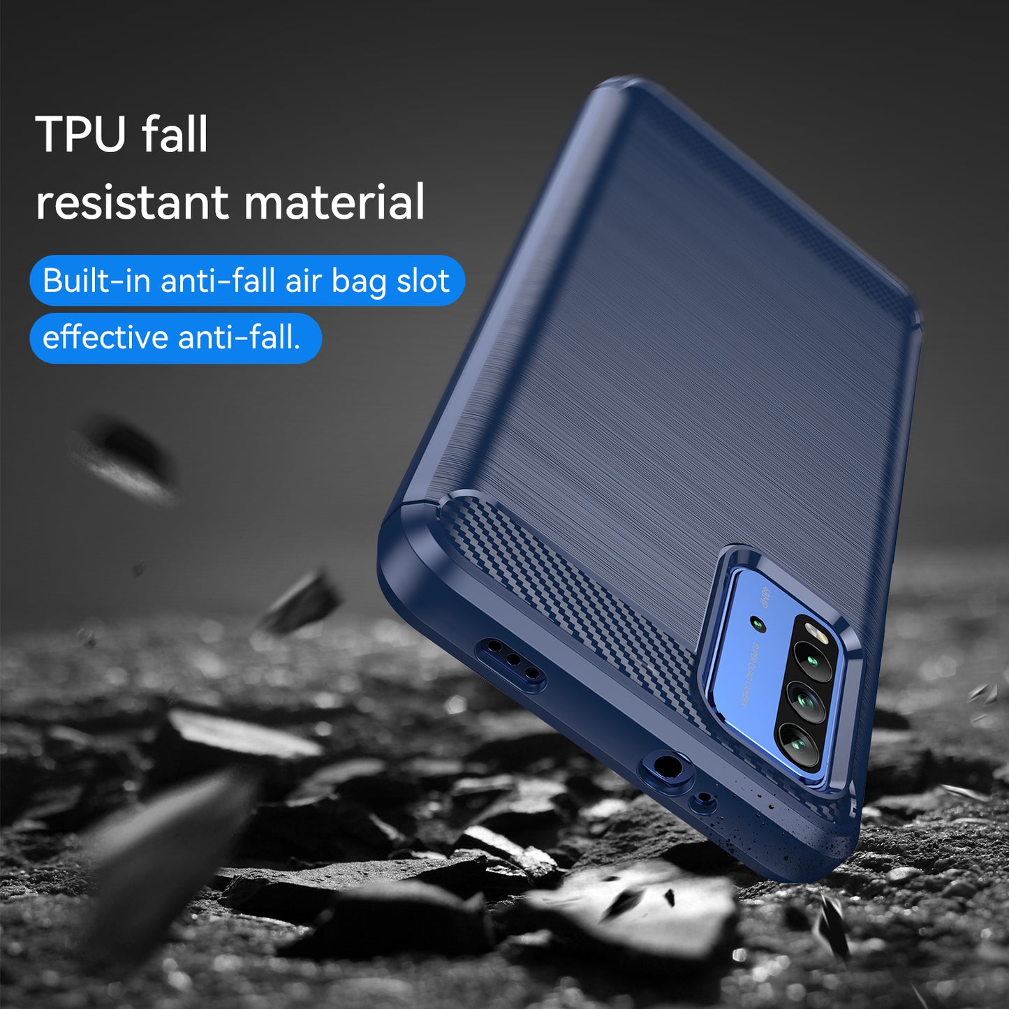 1.8mm Scratch-proof Brushed Carbon Fiber Texture TPU Back Case Mobile Phone Cover for Xiaomi Poco M3/Redmi 9 Power/Note 9 4G (Qualcomm Snapdragon 662)/Redmi 9T