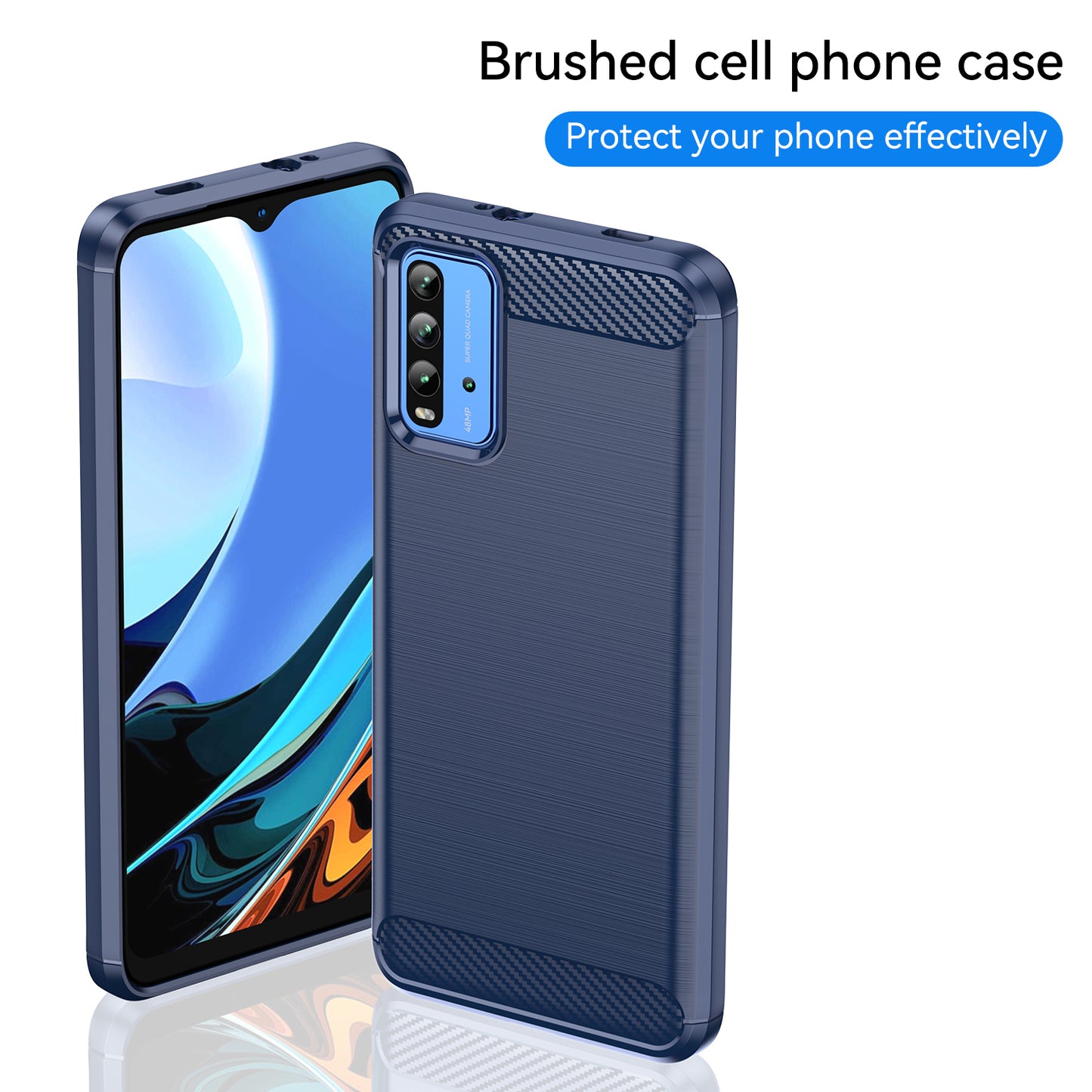 1.8mm Scratch-proof Brushed Carbon Fiber Texture TPU Back Case Mobile Phone Cover for Xiaomi Poco M3/Redmi 9 Power/Note 9 4G (Qualcomm Snapdragon 662)/Redmi 9T