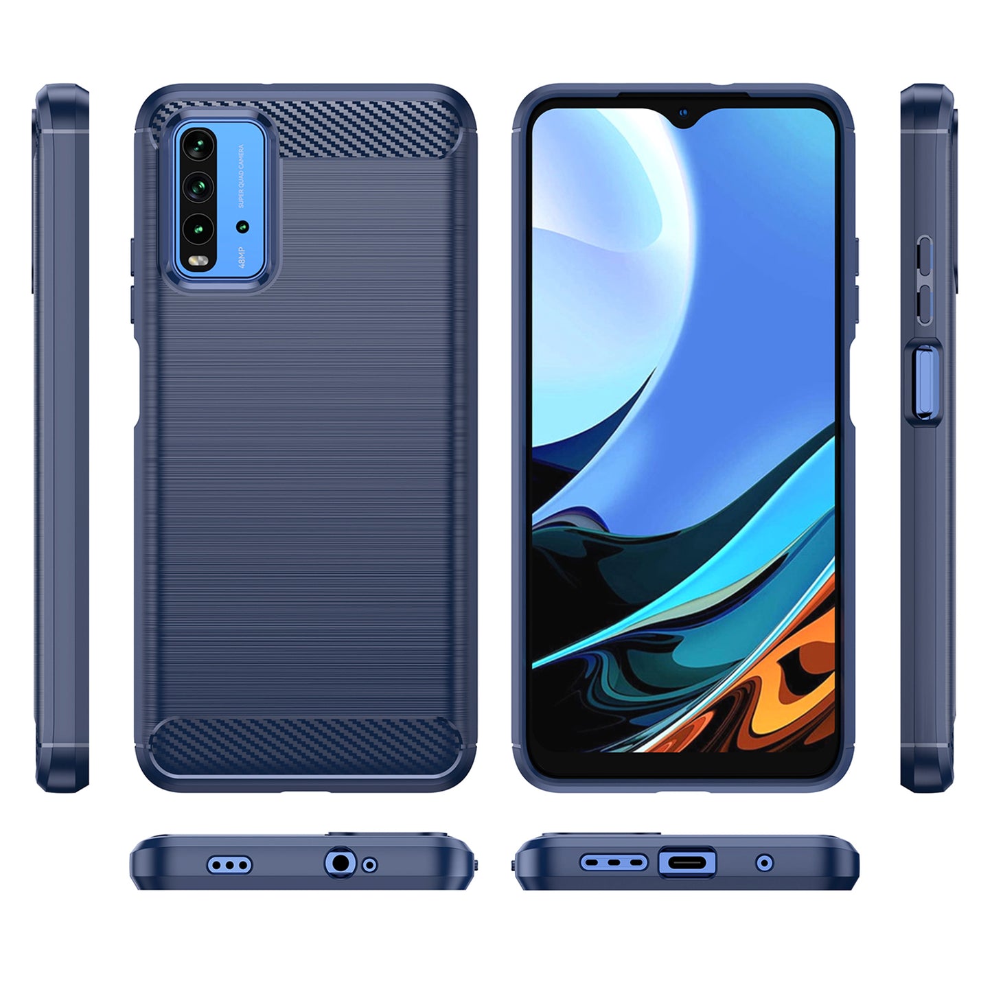 1.8mm Scratch-proof Brushed Carbon Fiber Texture TPU Back Case Mobile Phone Cover for Xiaomi Poco M3/Redmi 9 Power/Note 9 4G (Qualcomm Snapdragon 662)/Redmi 9T