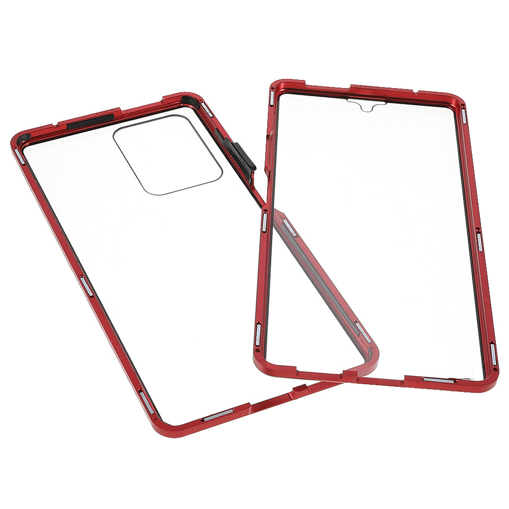 For Xiaomi 11T/11T Pro Magnetic Closure Phone Case Metal Bumper + Double-sided Tempered Glass Cover