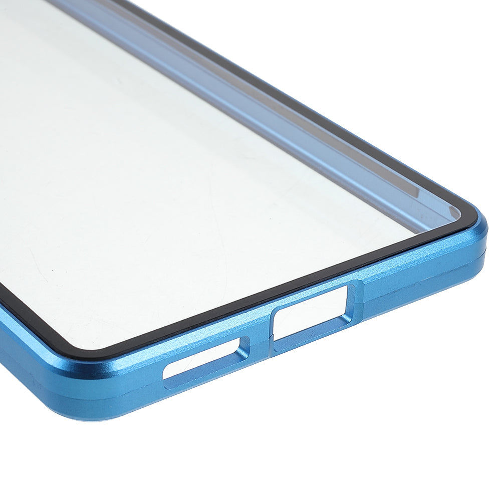 For Xiaomi 11T/11T Pro Magnetic Closure Phone Case Metal Bumper + Double-sided Tempered Glass Cover