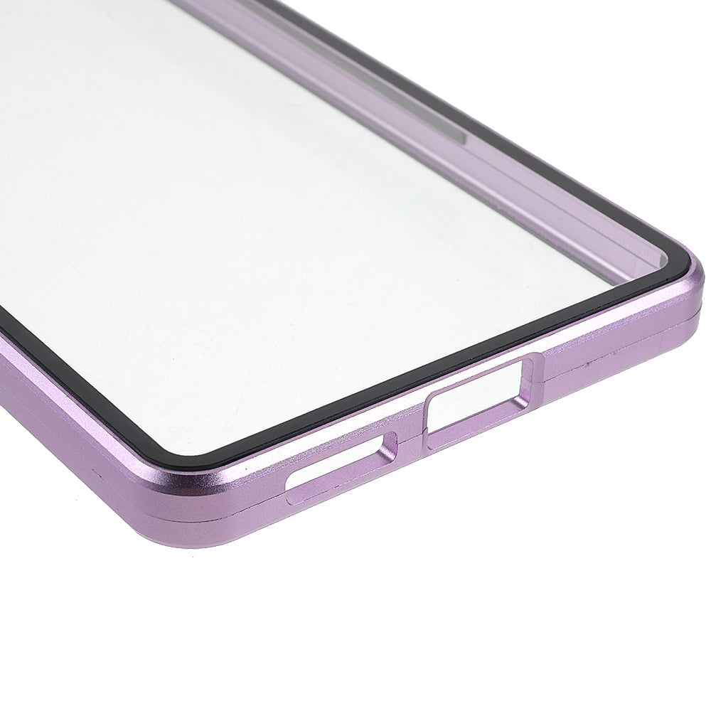 For Xiaomi 11T/11T Pro Magnetic Closure Phone Case Metal Bumper + Double-sided Tempered Glass Cover