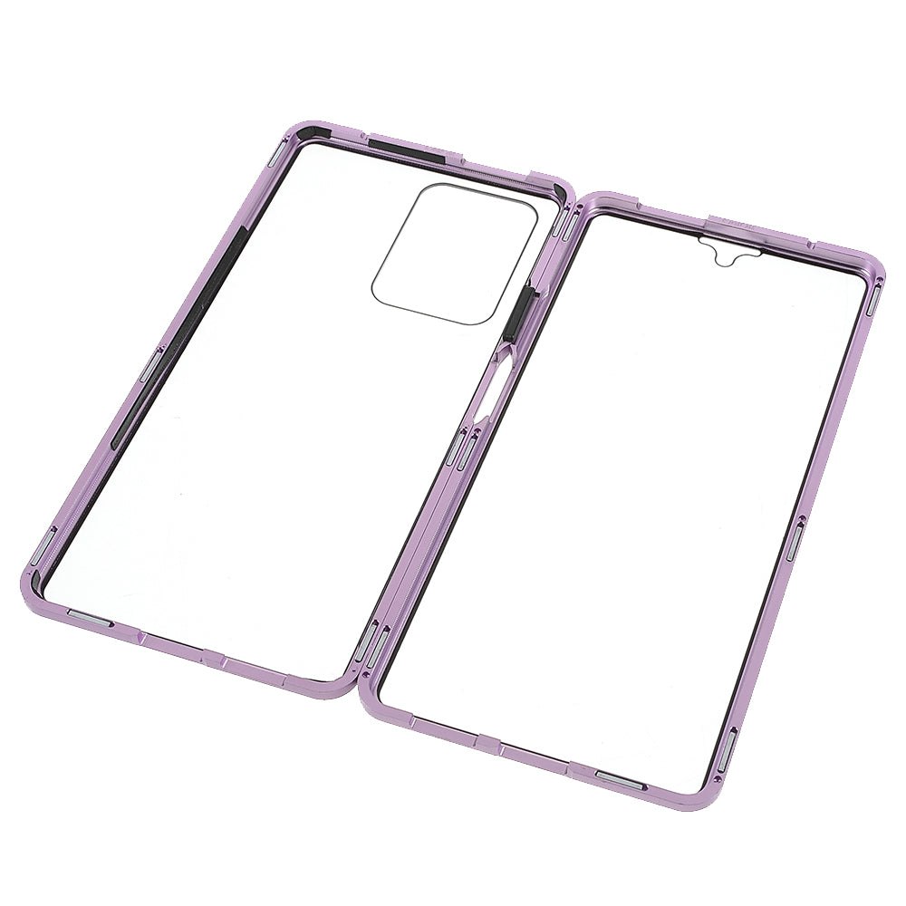 For Xiaomi 11T/11T Pro Magnetic Closure Phone Case Metal Bumper + Double-sided Tempered Glass Cover