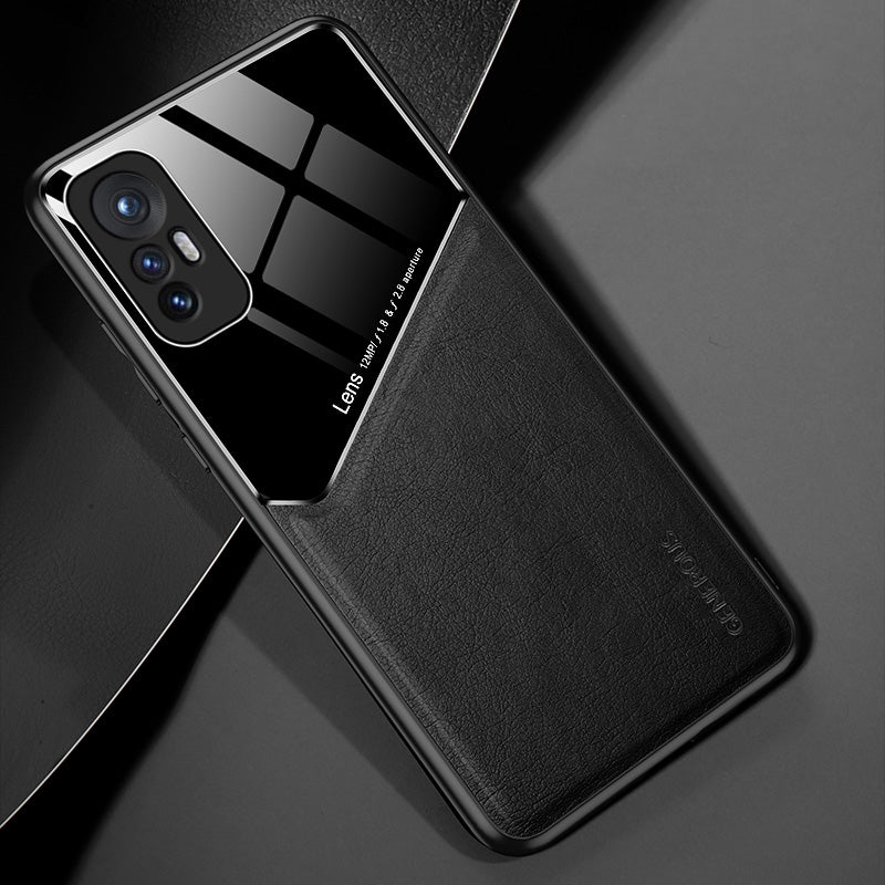 Precise Cut-Out Phone Case for Xiaomi 12 Pro 5G/12S Pro 5G/12 Pro (Dimensity) 5G Pro Shockproof Cover Anti-Fall Textured Leather Shell with Magnetic Metal Sheet TPU Frame Phone Protector
